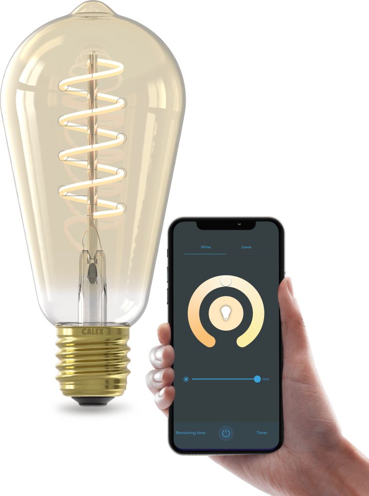Calex Smart LED Lampe, E27, ST64, Gold Filament, warmweißes Licht, dimmbar, WLAN App- & Sprachsteuerung