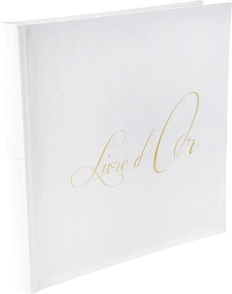 Livre d'or blanc couverture rigide avec dorure pour fête de mariage