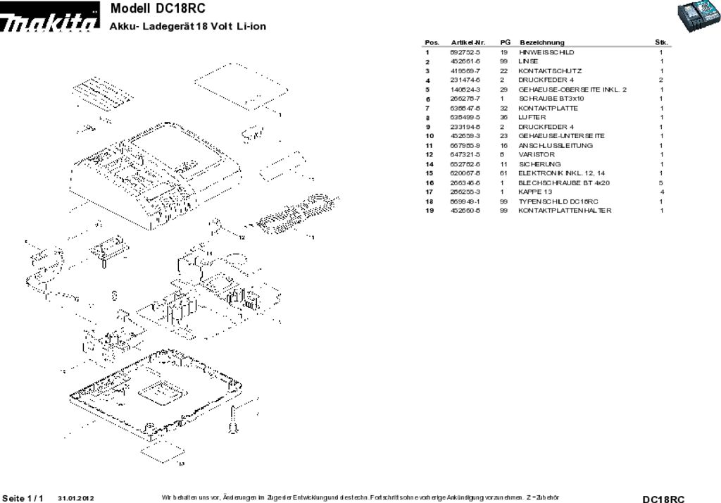 Príslušenstvo Makita® Rýchlonabíjačka LXT 14,4 V /18 V - Obrázok produktu 32