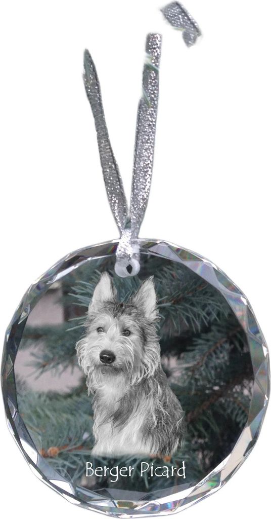Berger de Picardie, Berger Picard - Kristallkugel mit Foto, Hundebild im Kristall, personalisierter Christbaumschmuck von Art-Dog.