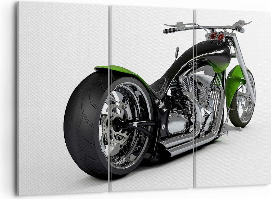 Bild auf Leinwand - Leinwandbild - Motorrad Chrom Schlauch Reise - 105x70cm - Wand Bild - Wanddeko - Leinwanddruck - Bilder - Kunstdruck - Wanddeko...