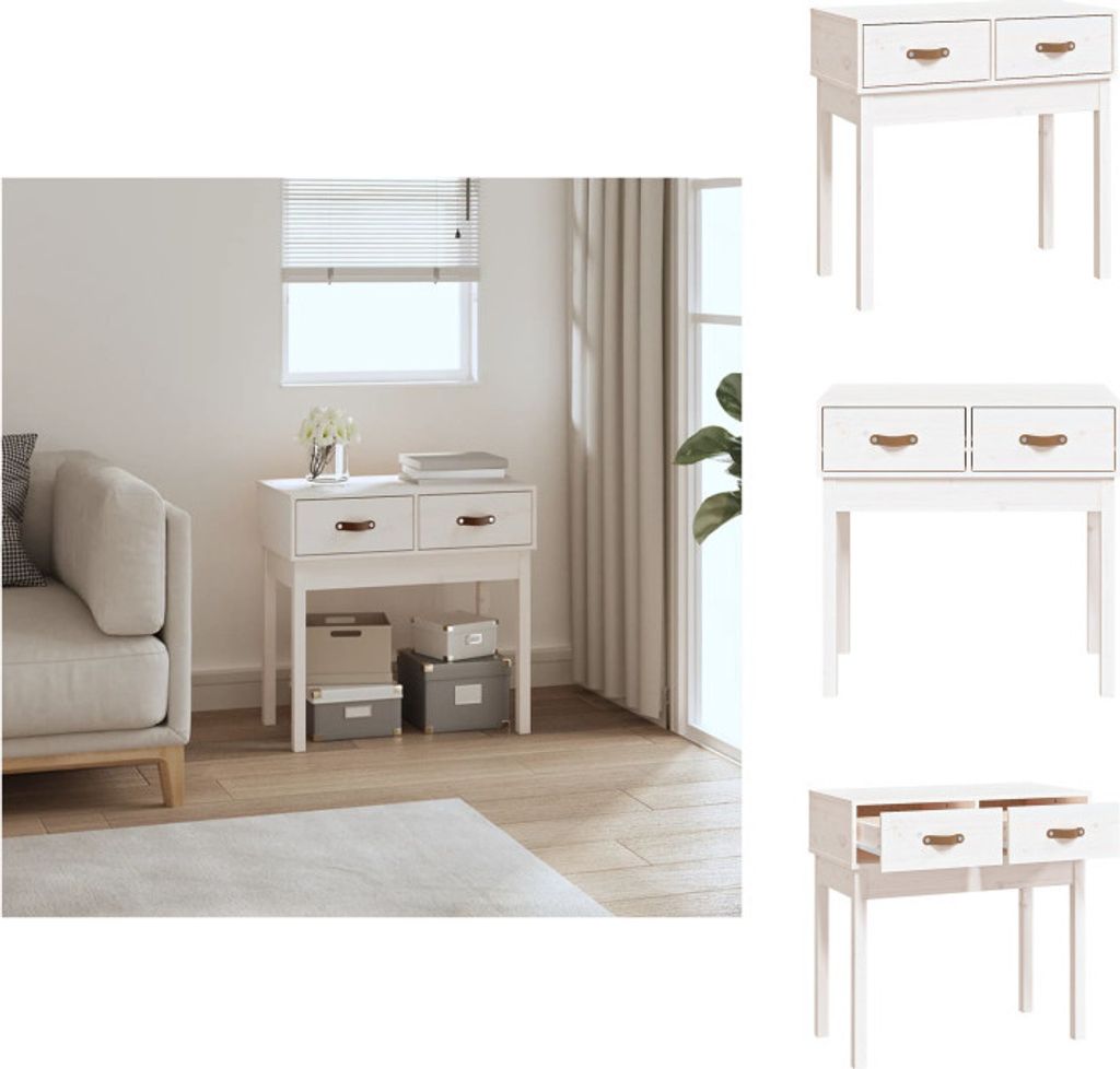 vidaXL Konsolentisch Weiß 76,5x40x75 cm Massivholz Kiefer - Beistelltische