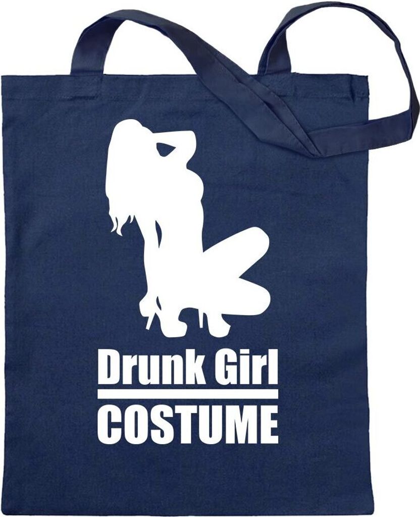Kiwistar - Baumwolltasche - dunkelblau - Drunk Girl Costume GoGo - Tragetasche Stoffbeutel Umhängetasche langer Henkel