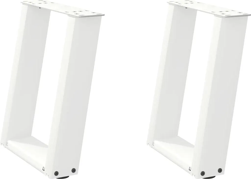 vidaXL Gambe Tavolino a U Bianco Acciaio 28x43 cm - Kit 2 Pezzi Fai-da-Te