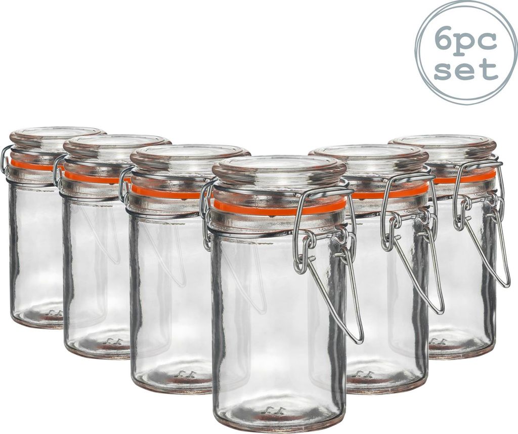 Vorratsgläser aus Glas – 70 ml – Orangefarbenes Siegel – 6er-Pack