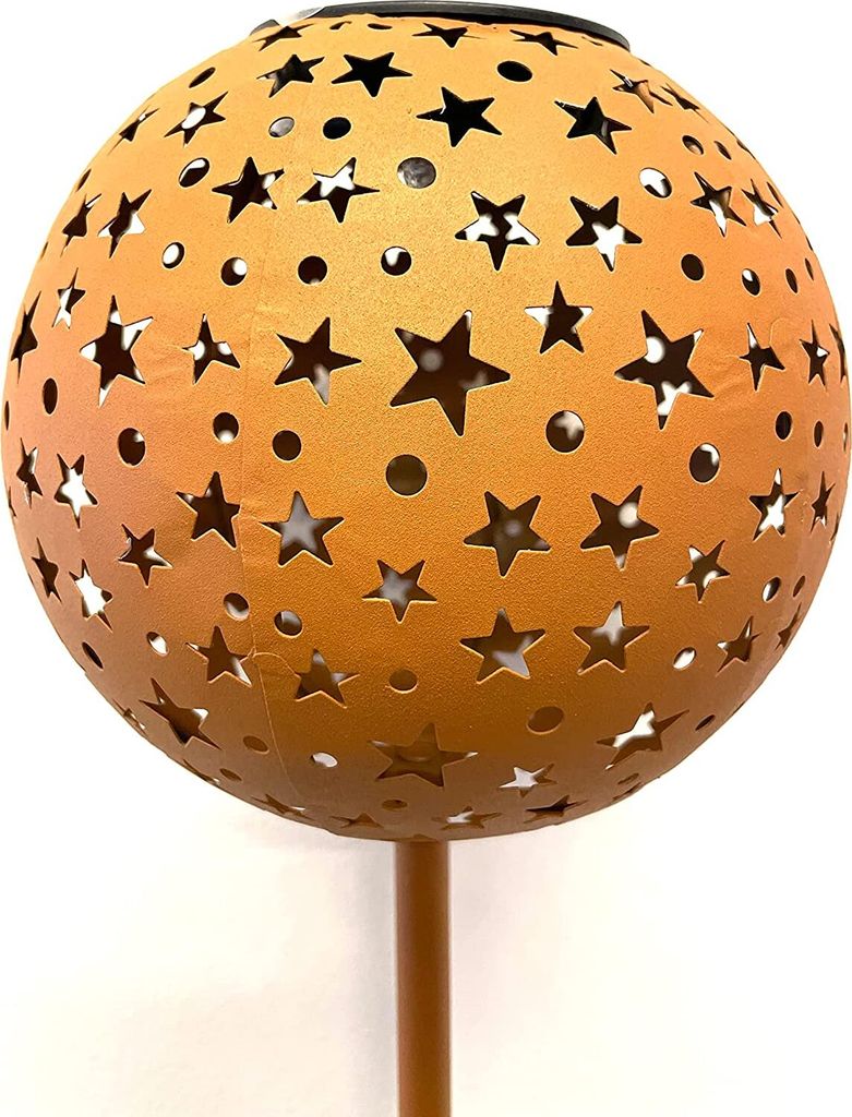 Solar - Metallleuchte Stars, tolle Rostoptik, Solarlampe, beeindruckende Sternenprojektion, solarbetriebene Gartenbeleuchtung Gartenstecker, Ø 18 ...