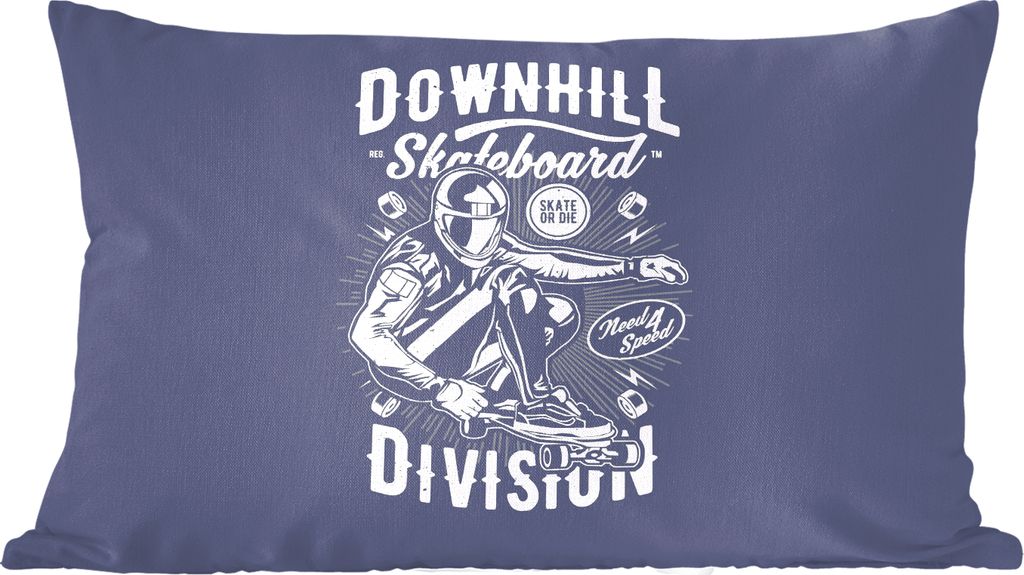 MuchoWow Zierkissen Sofakissen Wohnzimmer Dekokissen 50x30 cm Skateboard - Helm - Retro - Wohnzimmerdekoration - Polster mit Photo