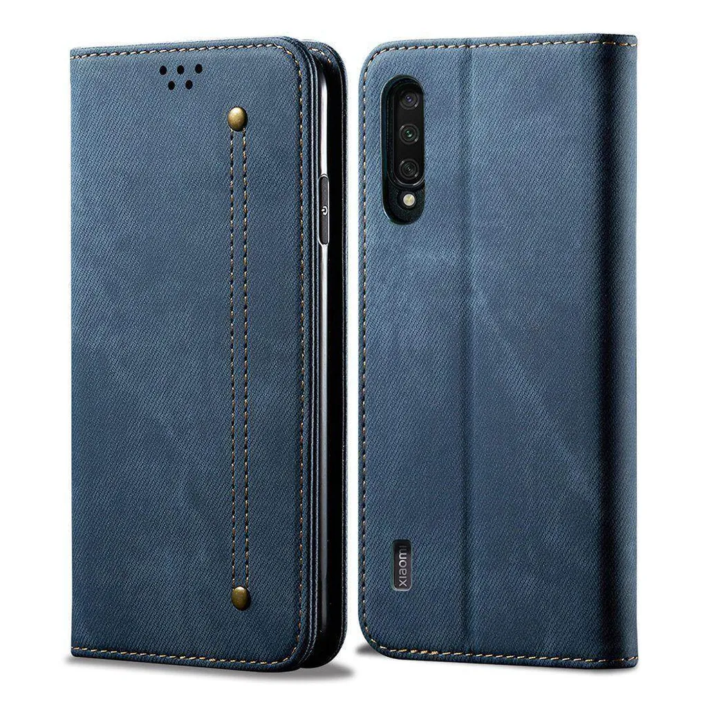 Xiaomi Mi A3 Case, Custodia in pelle a portafoglio con chiusura magnetica e custodia con funzione stand per Xiaomi Mi A3 blu