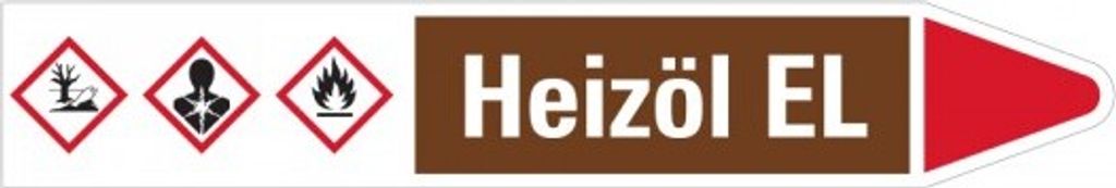 Dreifke Aufkleber I RKZ-Etikett Heizöl EL, rechts, braun/weiß/rot, für Ø 60-...