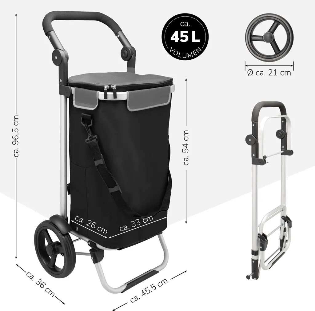 Chariot de courses pliable noir JEEBEL bremermann - Structure robuste