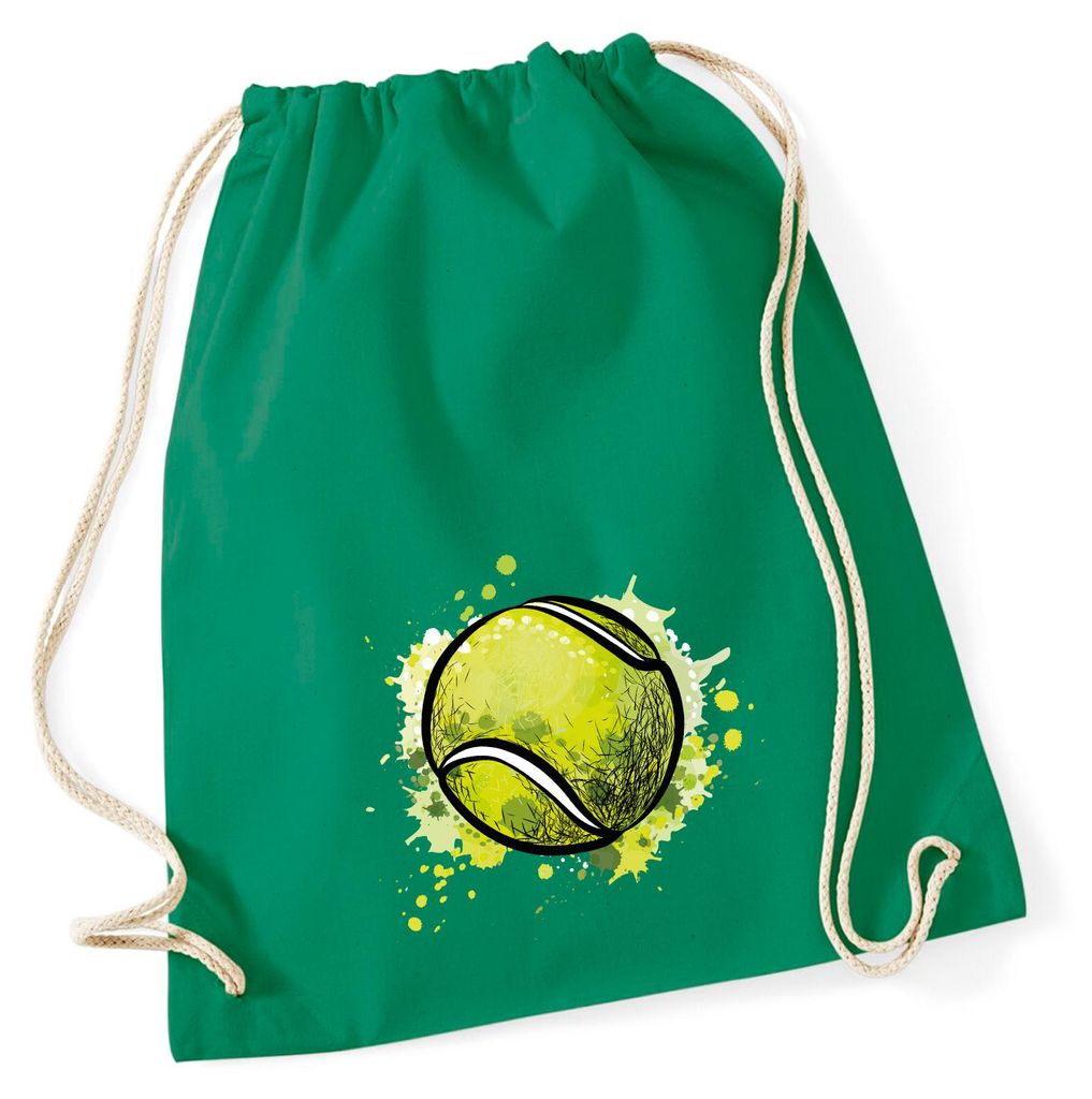 Huuraa Turnbeutel Tennisball Comic 12 Liter Kelly Green Baumwolle Rucksack Geschenkidee