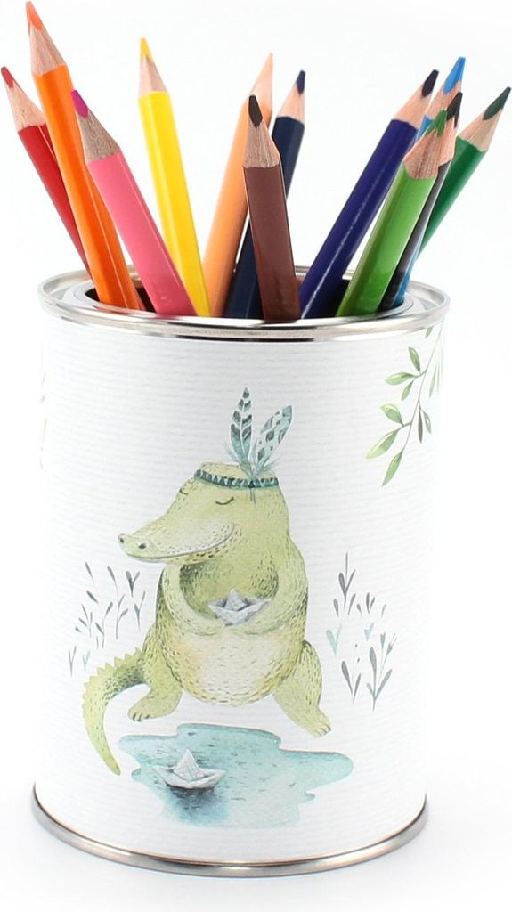 Stiftebecher Dschungeltiere inkl. 12 Dreikant Buntstiften Kinder Stifteköcher Stiftehalter Schreibtisch Organizer Mädchen Junge