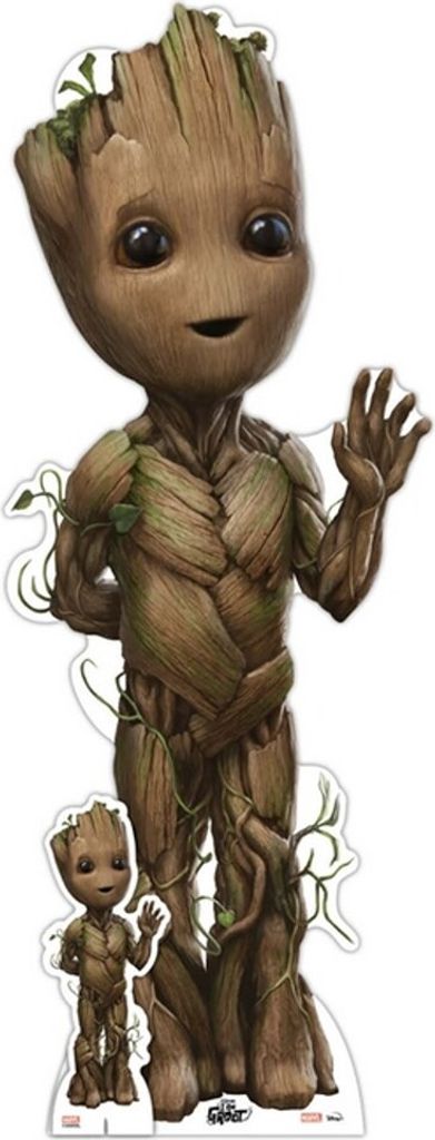 Figurine en carton Baby Groot hello de la main gauche film les gardiens de la ga