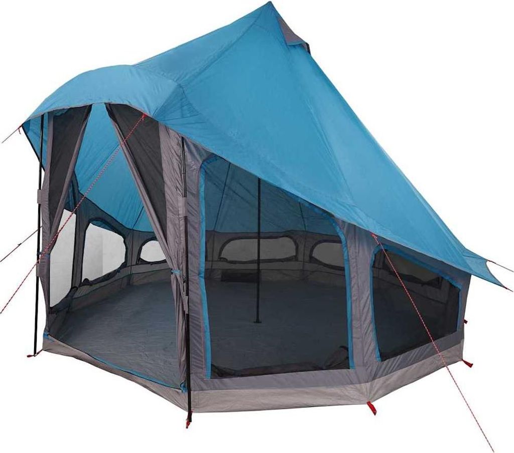 vidaXL Tipi Zelt mit Dach mit Speicher Blau 404 x 370 x 270 cm Taft