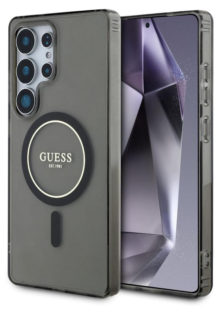 GUESS Tasche passend für SAMSUNG S25 Ultra GUHMS25LHFGEREK (Magnetic IML Glitter Circle) schwarz