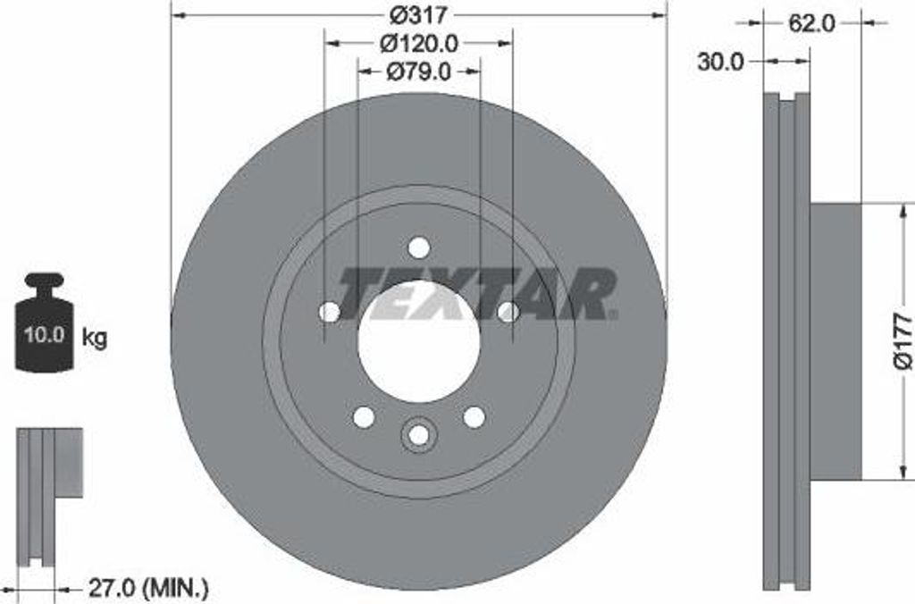 TEXTAR 92134505 Bremsscheibe OE SDB000602 kompatibel mit Discovery