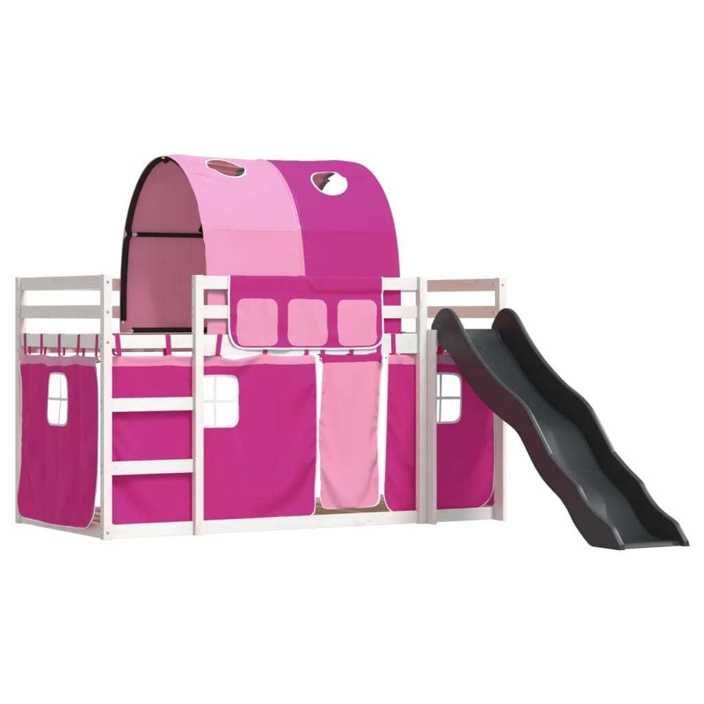 "im Sonderangebot"Bettgestell/Etagenbett - Einzelbett/Jugendbett - Erwachsene/r / Kind - mit Rutsche und Gardinen Rosa 90x200cm - Klassische Betten...