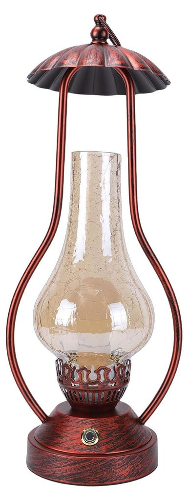 Vintage kabellose Tischlampe aus Eisen und Glas, stufenlos dimmbar, wiederaufladbar, hängende kleine antike Schreibtischlampe mit Glühbirne für ...