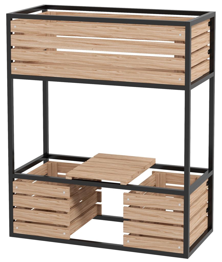 Outsunny Hochbeet aus Holz, 2-Stufiger Blumenkasten mit Produktbild 