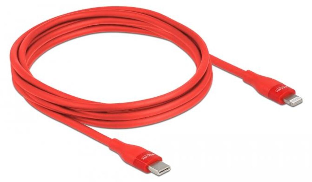 Delock Daten- und Ladekabel USB Type-C zu Lightning rot 2 m MFi