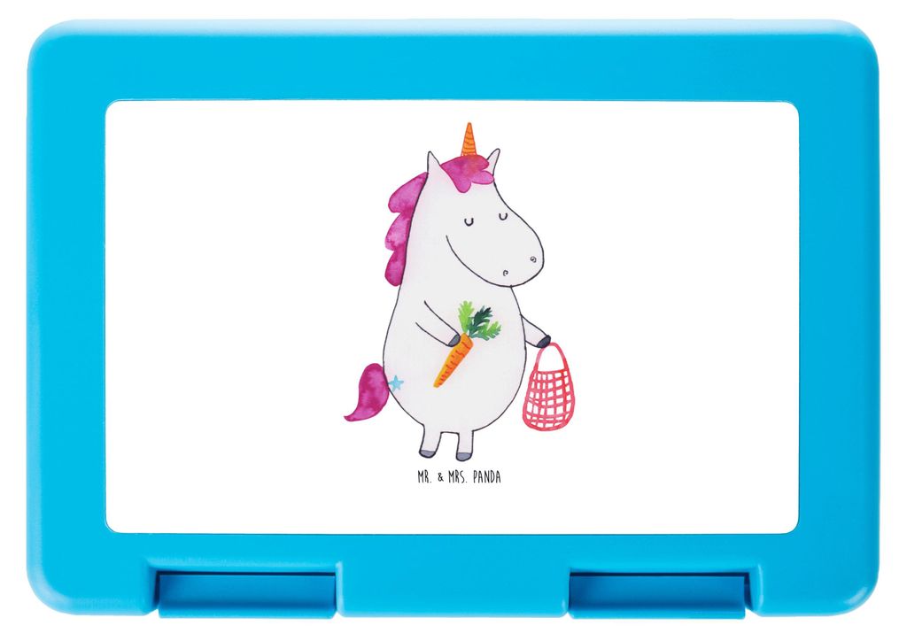 Mr. & Mrs. Panda Bentobox Einhorn Gemüse - Weiß - Geschenk, Einhörner, Essensbox, Bento Box, Biomarkt, Snackbox, Unicorn, Lunchbox, Wochenmarkt
