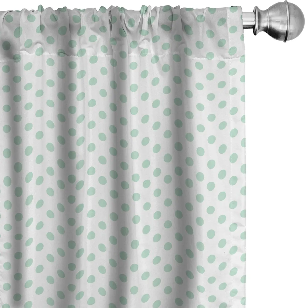 ABAKUHAUS Tende verdi, tende, motivo retrò con pois in colori pastello Tema asilo nido Old Fashioned, 2 pezzi 75 x 225 cm, verde menta bianco
