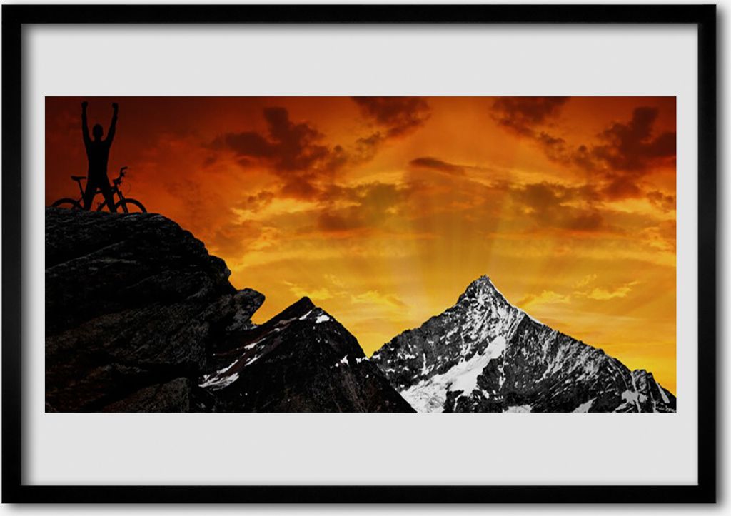 Bild 100x70 MDF-Rahmen Wandkunst Berglandschaft