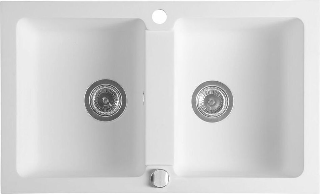 Lavello doppio in granito, 78x47,5 cm, bianco Immagine del prodotto 