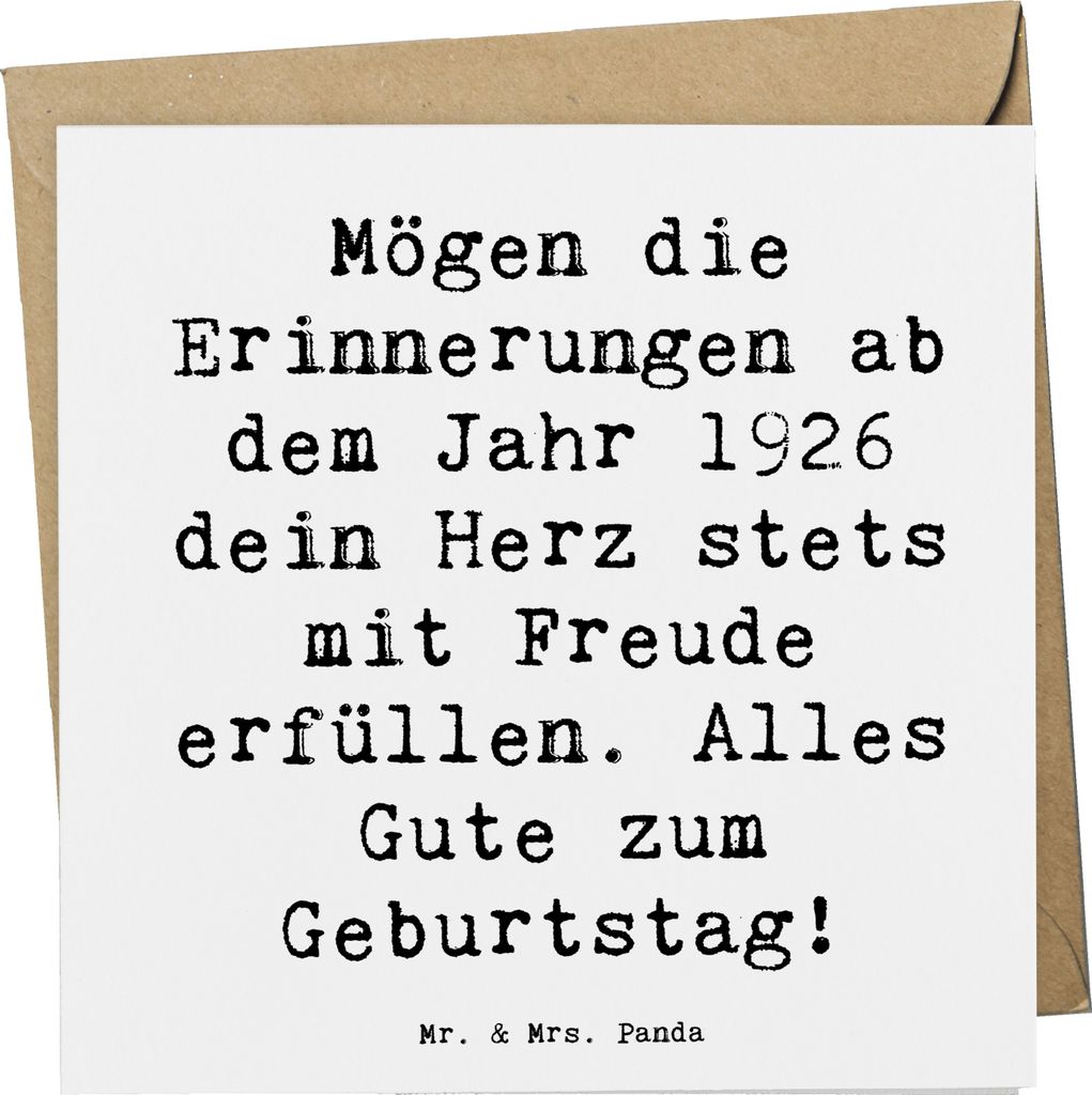 Mr. & Mrs. Panda Deluxe Karte Spruch 1926 Geburtstag - Weiß - Geschenk, Glückwunschkarte, Geboren am, Vintage, Happy Birthday, Klappkarte, faltka...