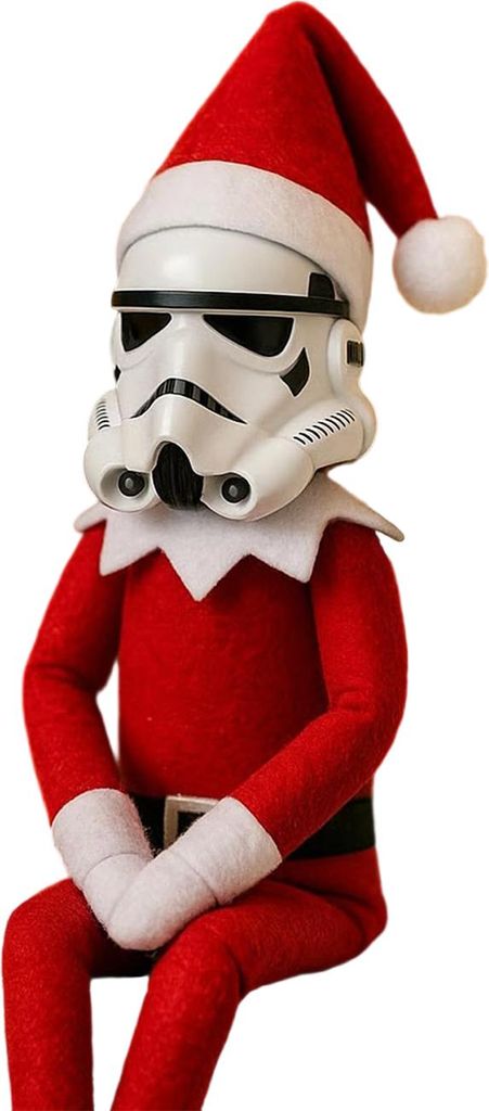 Stormtrooper auf einer Treppe, Weihnachtselfenpuppe, Sammlerstück, inspirierte Elfenfigur, Strumpffüller für die Weihnachtsdekoration zu Hause u...