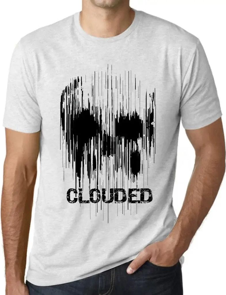 Herren Grafik T-Shirt Schädel bewölkt – Skull Clouded – Öko-Verantwortlich Vintage Jahrgang Kurzarm Lustige Druck Geburtstag Geschenk Mann