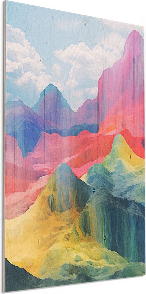 DEQORI Holzbild 40x60 cm 'Bunte Dimensionen' Bild auf Holz Wandbild Kunstdruck nachhaltig