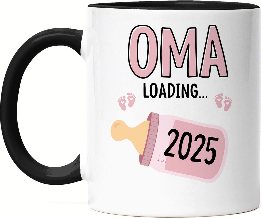 Oma Loading 2025 Tasse Schwarz Geschenk Werdende Oma Babynews Mit Ladebalken Schwangerschaft Geschenkidee