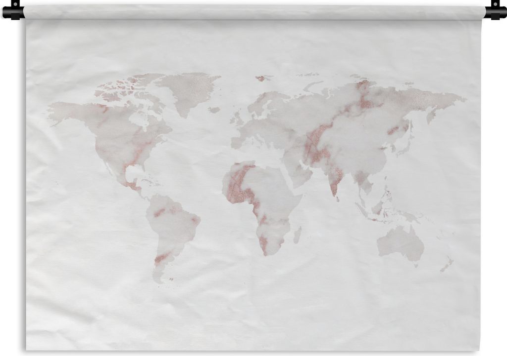 MuchoWow® Wandteppich Wandbehang Weltkarte - Marmor - Rosa Produktbild 