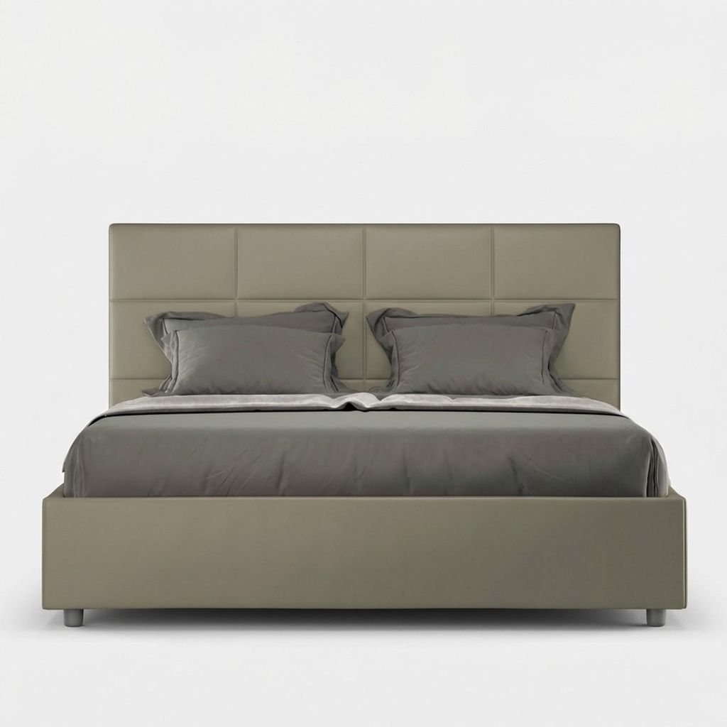 ITYHOME - Gepolstertes Bett mit Lattenrost 160x200 mit Kunstlederbezug Cappuccino Mika