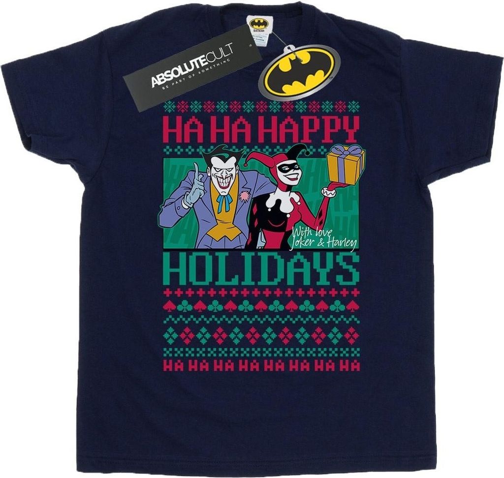DC Comics - "Ha Ha Happy Holidays" T-Shirt für Herren BI14293 (S) (Marineblau)