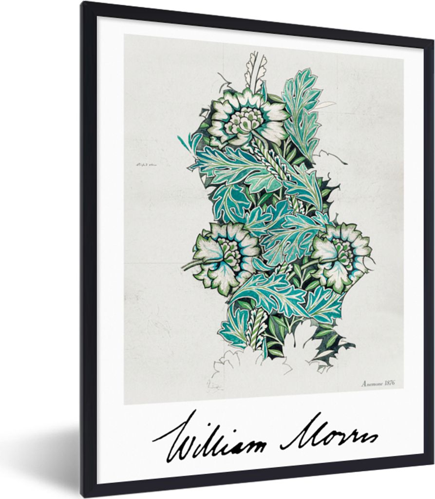 MuchoWow Gerahmtes Poster Blumen - Pflanzen - Grünzeug - Kunst 30x40 cm - Poster mit Schwarzem Bilderrahmen Wandposter Rahmen Foto Bilder - Wand...