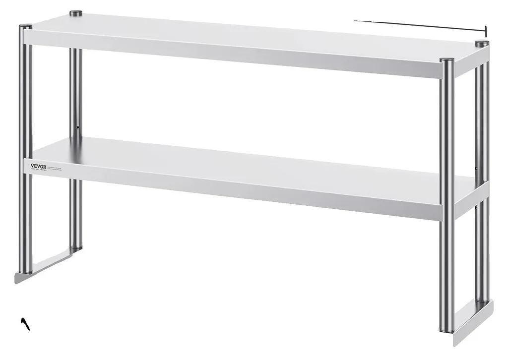 Table de travail cuisine en inox 30,5 x 122 cm avec étagère réglable