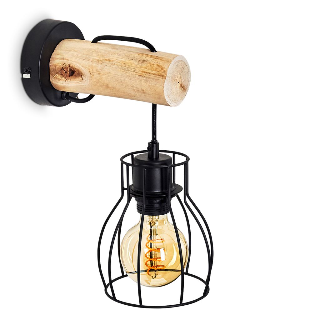 Aprica »Aprica« Wandlampe aus Metall/Holz in Schwarz/Natur