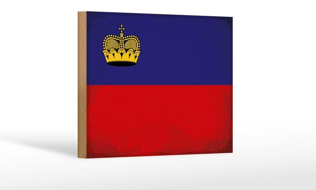 Holzschild Flagge Liechtenstein 18x12 cm Flag Vintage Produktbild 