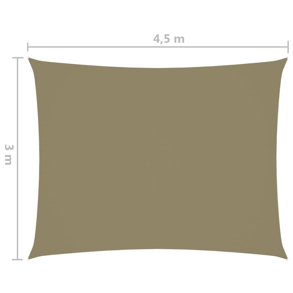 vidaXL Sun Sail Oxford Tessuto rettangolare 3x4,5 m Beige Immagine del prodotto 