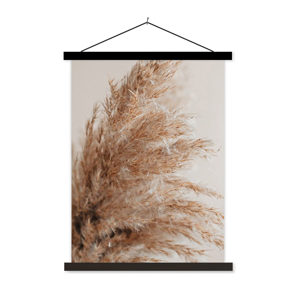 MuchoWow Textilposter Gras - Pflanzen - Natur - Pampasgras 60x80 cm mit schwarzem Rahmen - Plakathalter