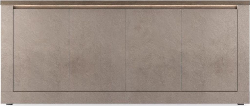 CALICOSY - Sideboard mit 4 Türen und 2 Regalen, Bronze- und Quecksilbereffekt, L207 cm - ISCHIA