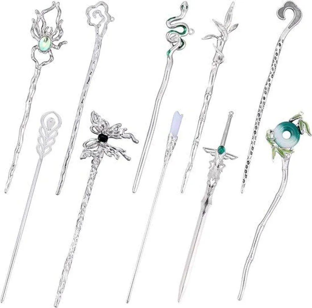 Décoration de coiffure japonaise : lot de 10 barrettes pour look Hanfu