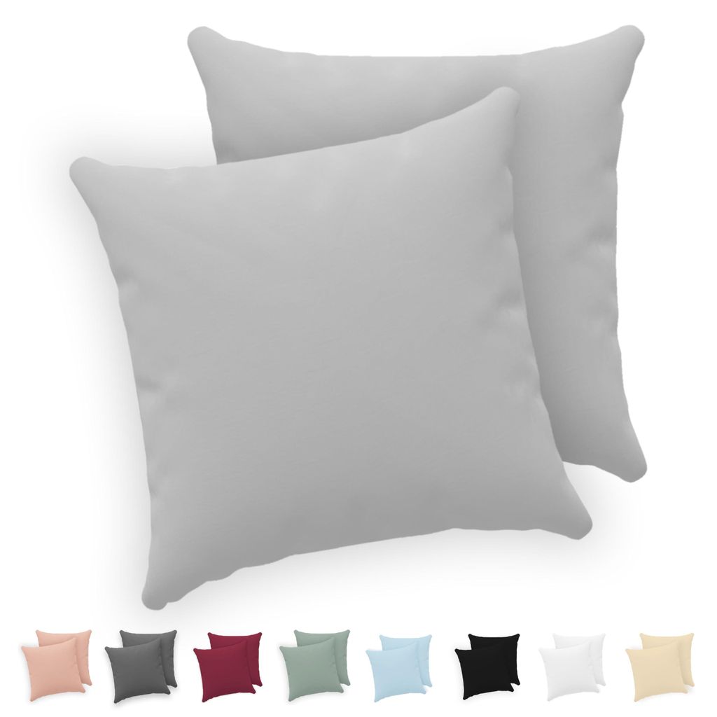 Kissenbezug 50x50 (2er-Set) – 100 % Jersey-Baumwolle, 150 g/m² – Grau – Für Kissenbezüge der Größe 50x50 cm – Kissenbezug – Kissenbe...