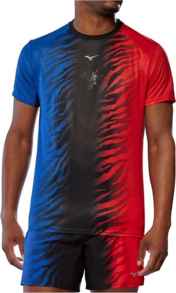 Mizuno Dryaeroflow Graphic Kurzarm-t-shirt Rot,Blau L Mann Rot,Blau L