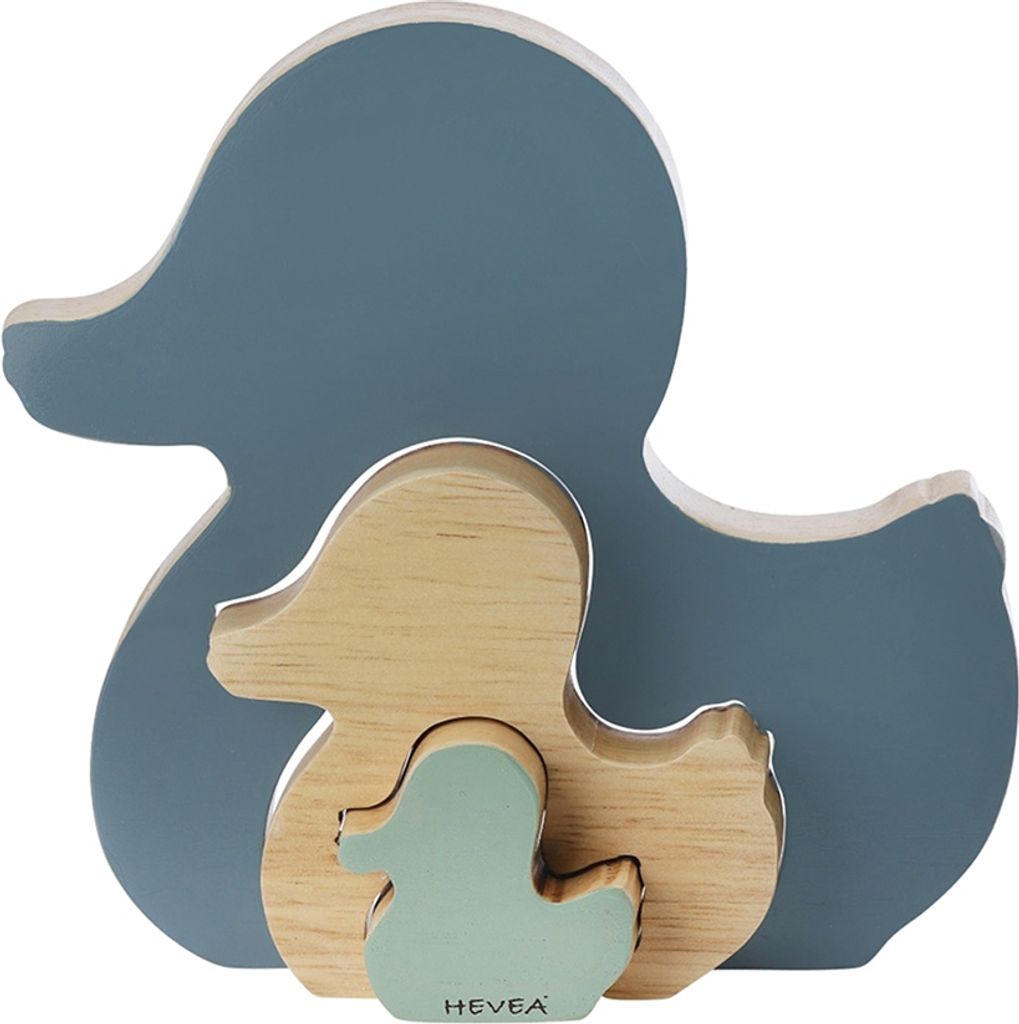 Hevea - Ente "Kawan" Steckspielzeug aus Holz (Fair Trade) Hevea - Steckspielzeug - Farbe: Moon Stone