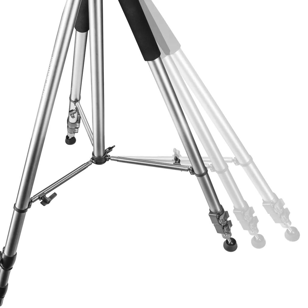 Treppiede Mantona Alto con colonna a manovella estensibile fino a 295 cm, treppiede in alluminio con capacità di carico fino a 6 kg, treppiede fotografico con divaricatore centrale per la stabilità, treppiede per fotocamera per gli spostamenti - 6