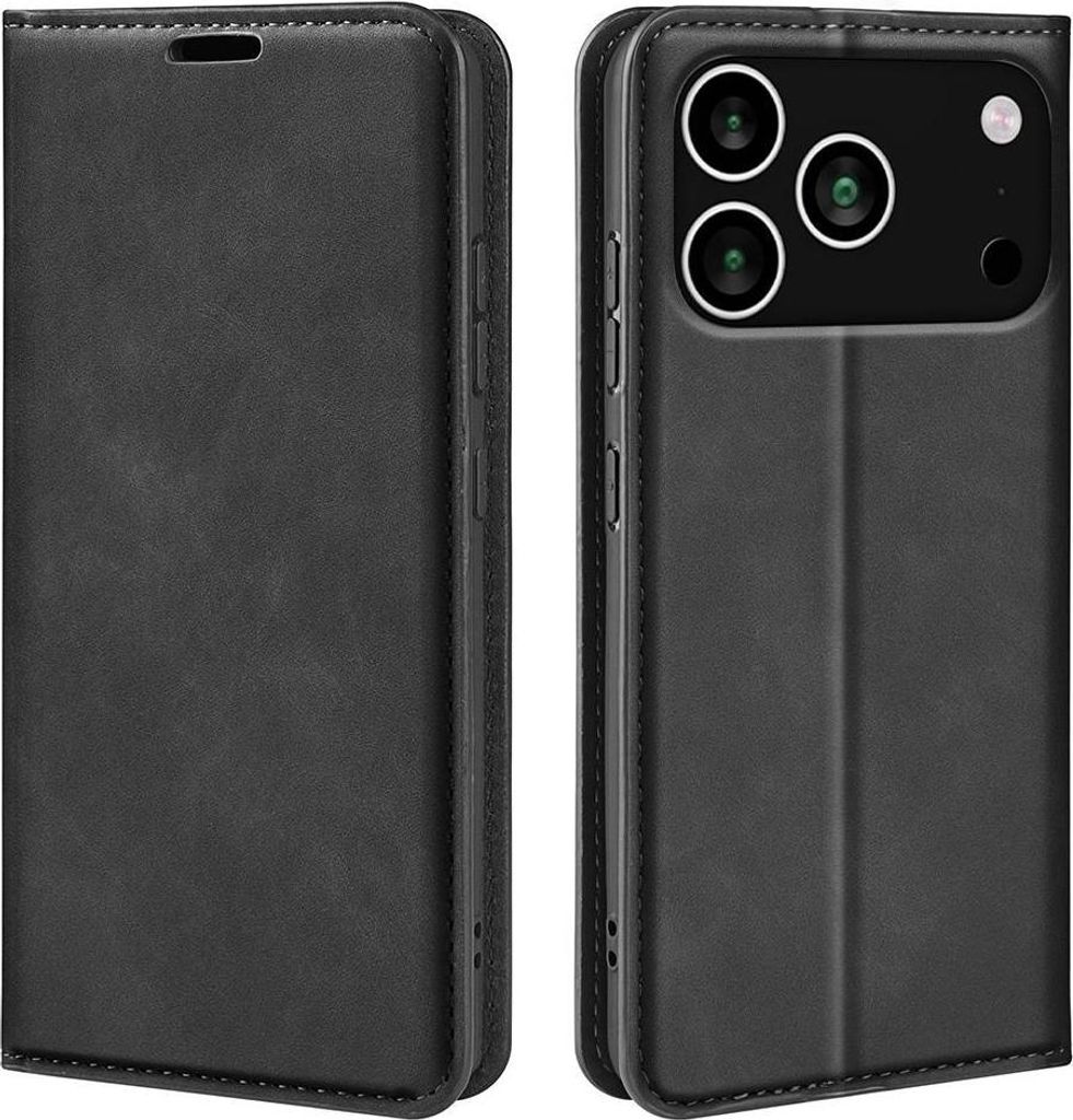 Mobigear Retro Slim iPhone 17 Pro Max Hülle Klapphülle Geldbörse - Schwarz
