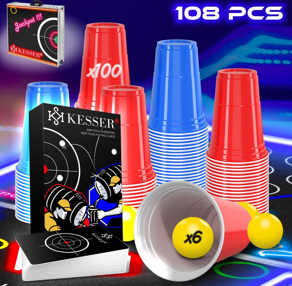 Beer Pong Set Mit 100 Bechern & Kartenspiel - Ultimative Partyausstattung Für Spieleabende